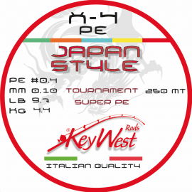 Key West Japan Style Tournament Super PE #0.4 0.10mm 250mt X-4 Multicolor 25mt
